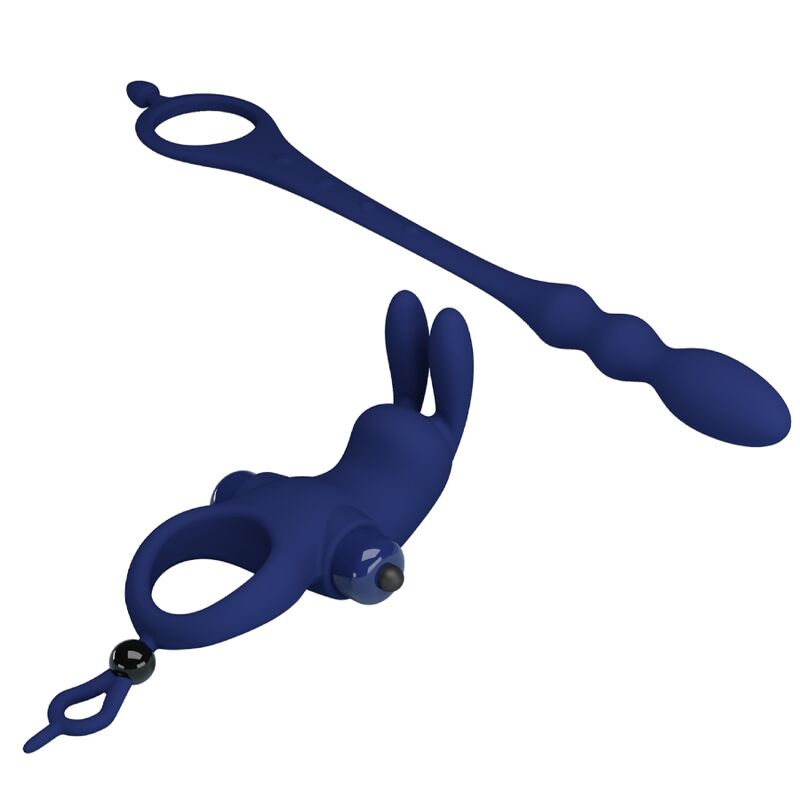 PRETTY LOVE - AYAD RABBIT VIBRATOR RING WITH PLUG BLUE - NOCTURNA DESIRES