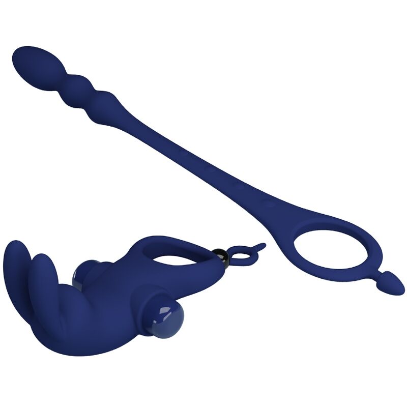 PRETTY LOVE - AYAD RABBIT VIBRATOR RING WITH PLUG BLUE - NOCTURNA DESIRES
