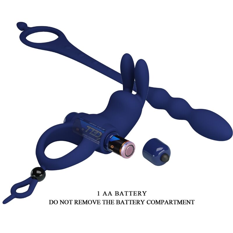 PRETTY LOVE - AYAD RABBIT VIBRATOR RING WITH PLUG BLUE - NOCTURNA DESIRES