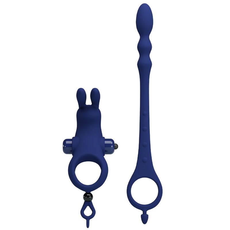 PRETTY LOVE - AYAD RABBIT VIBRATOR RING WITH PLUG BLUE - NOCTURNA DESIRES