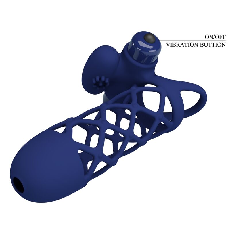 PRETTY LOVE - GIANN VIBRATOR RING WITH SILICONE SHEATH BLUE - NOCTURNA DESIRES