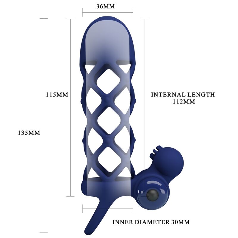 PRETTY LOVE - GIANN VIBRATOR RING WITH SILICONE SHEATH BLUE - NOCTURNA DESIRES