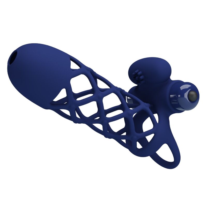 PRETTY LOVE - GIANN VIBRATOR RING WITH SILICONE SHEATH BLUE - NOCTURNA DESIRES