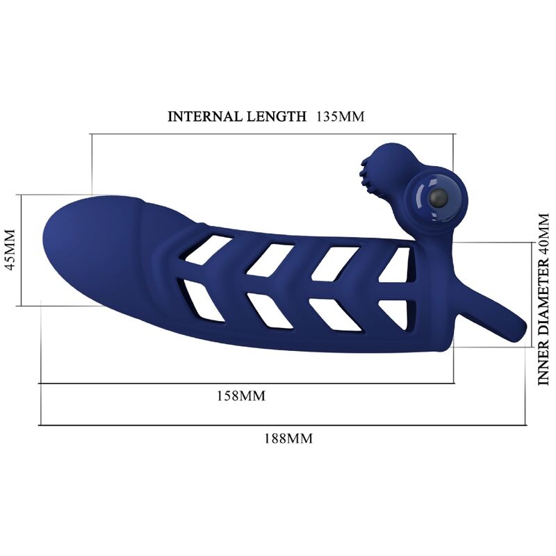 PRETTY LOVE - ALTAF VIBRATOR RING WITH SILICONE SHEATH BLUE - NOCTURNA DESIRES