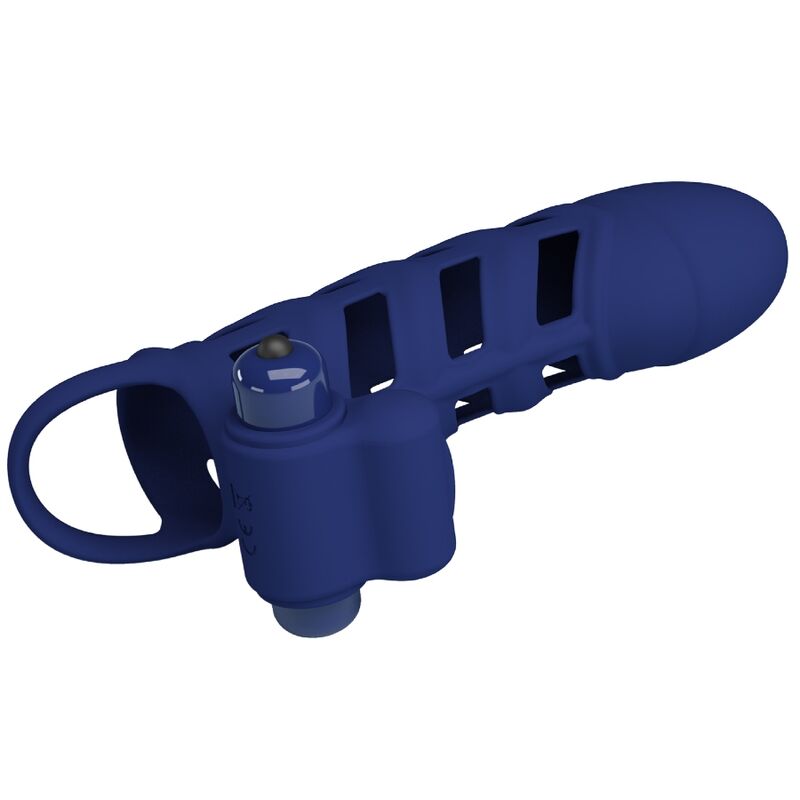 PRETTY LOVE - ALTAF VIBRATOR RING WITH SILICONE SHEATH BLUE - NOCTURNA DESIRES