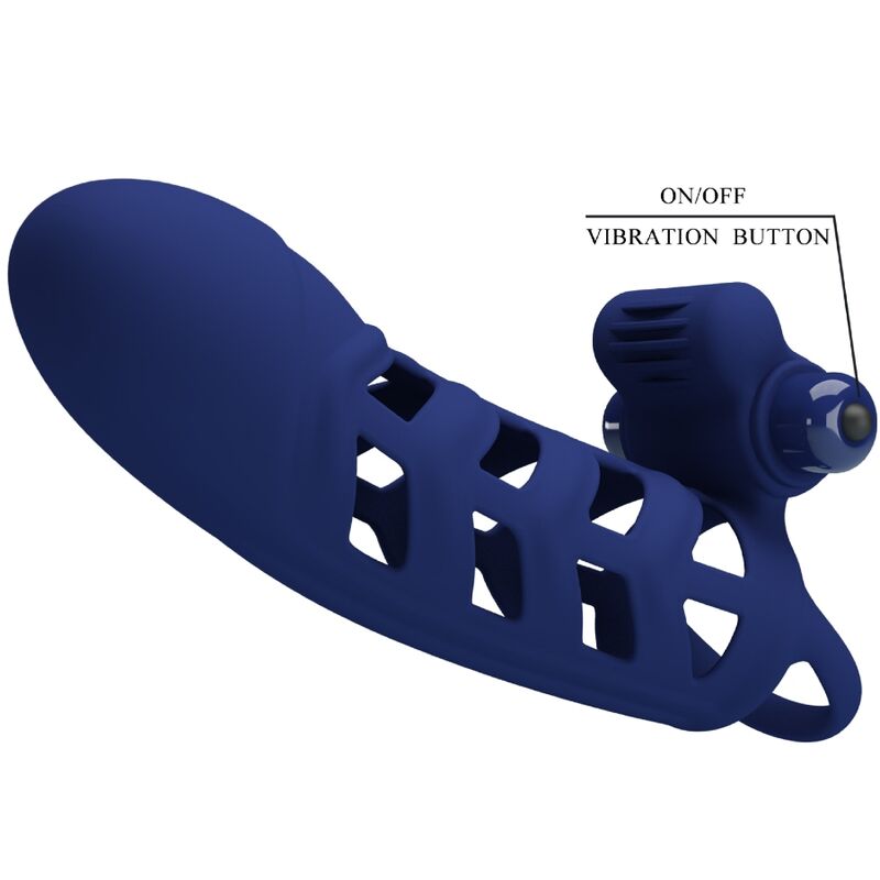 PRETTY LOVE - ALTAF VIBRATOR RING WITH SILICONE SHEATH BLUE - NOCTURNA DESIRES