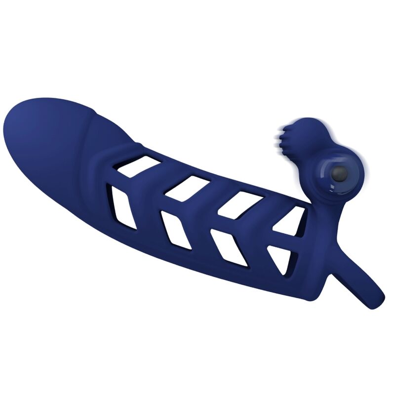 PRETTY LOVE - ALTAF VIBRATOR RING WITH SILICONE SHEATH BLUE - NOCTURNA DESIRES