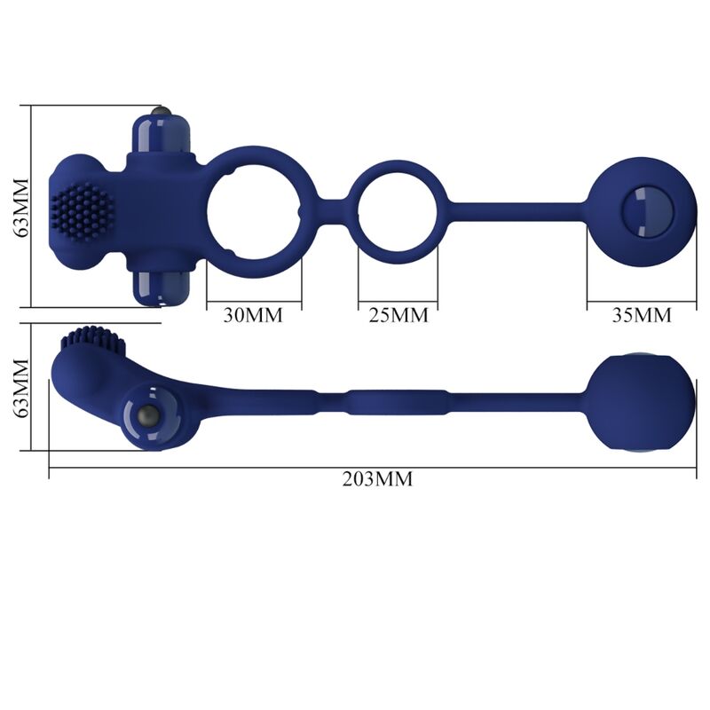 PRETTY LOVE - REMINGTON DOUBLE VIBRATING RING WITH PLUG BLUE - NOCTURNA DESIRES