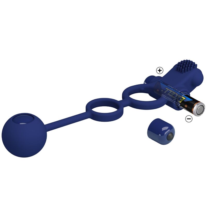 PRETTY LOVE - REMINGTON DOUBLE VIBRATING RING WITH PLUG BLUE - NOCTURNA DESIRES