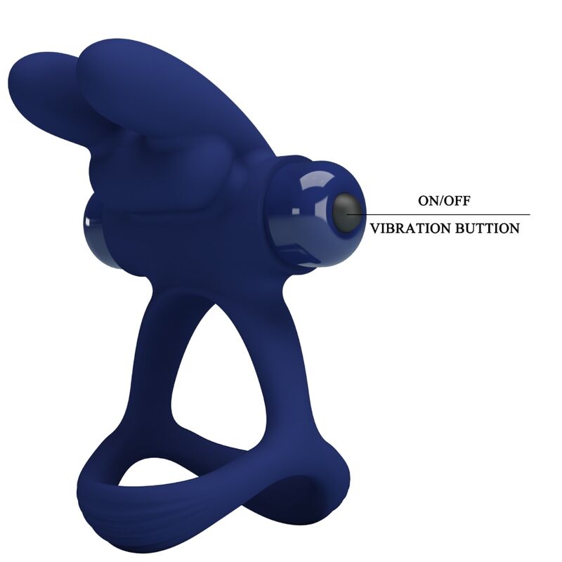 PRETTY LOVE - FRANCISCO DOUBLE VIBRATING RING RABBIT BLUE - NOCTURNA DESIRES