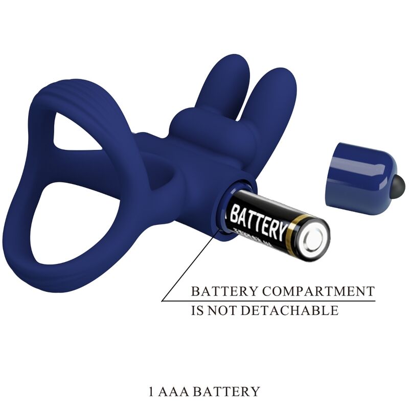 PRETTY LOVE - FRANCISCO DOUBLE VIBRATING RING RABBIT BLUE - NOCTURNA DESIRES