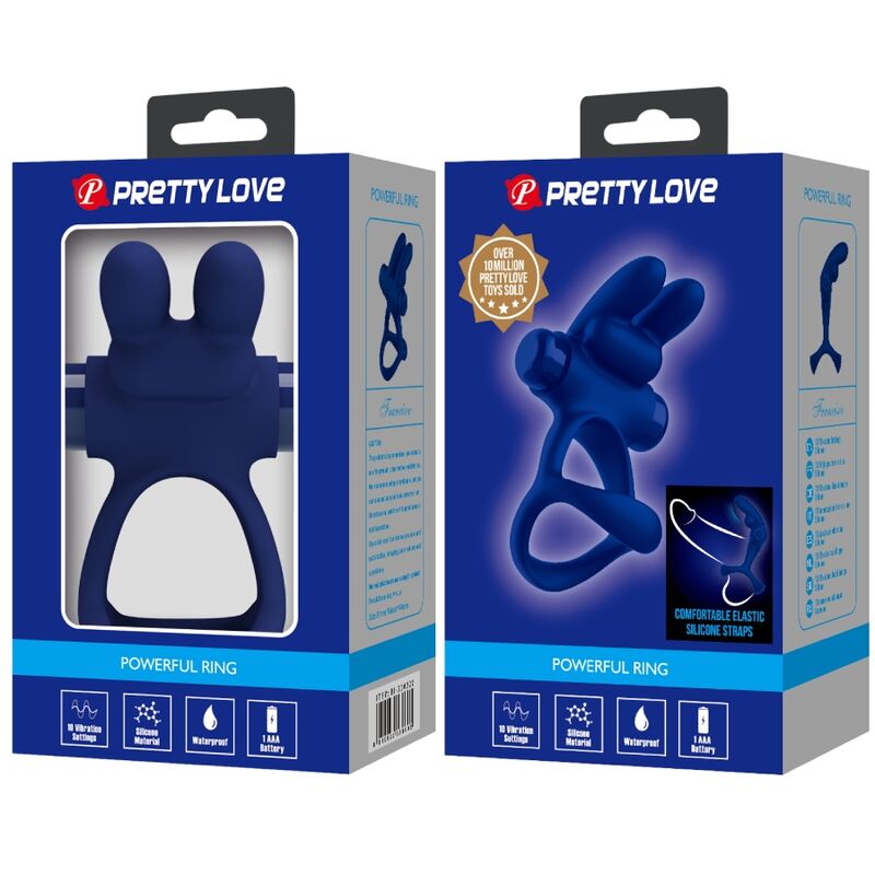 PRETTY LOVE - FRANCISCO DOUBLE VIBRATING RING RABBIT BLUE - NOCTURNA DESIRES