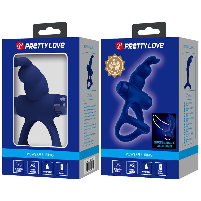 PRETTY LOVE - LUCHITO DOUBLE VIBRATING RING RABBIT BLUE - NOCTURNA DESIRES