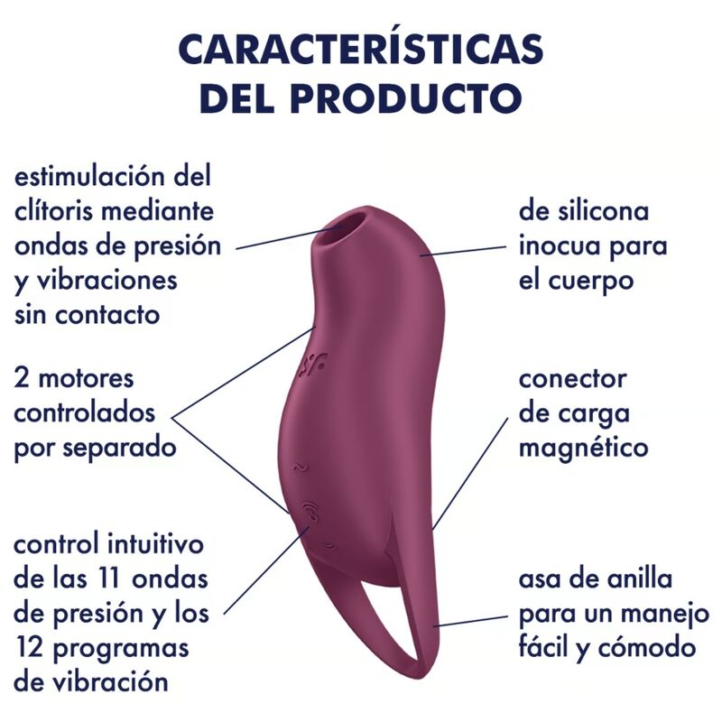 SATISFYER - POCKET PRO 1 CLITORIS STIMULATOR GARNET - NOCTURNA DESIRES