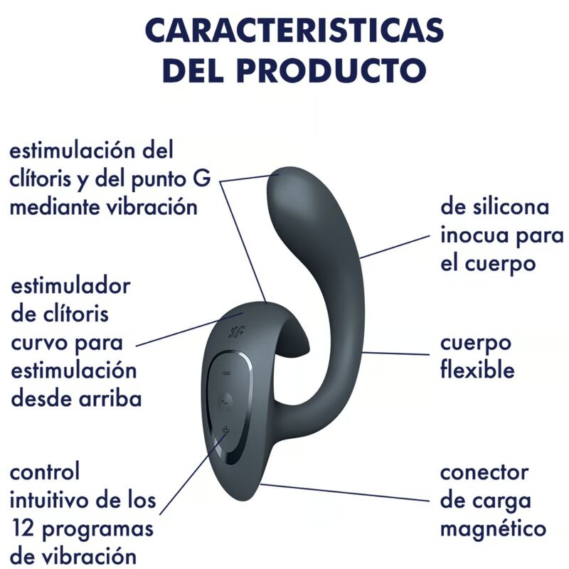 SATISFYER - G FOR GODDESS 1 RABBIT VIBRATOR DARK GRAY - NOCTURNA DESIRES