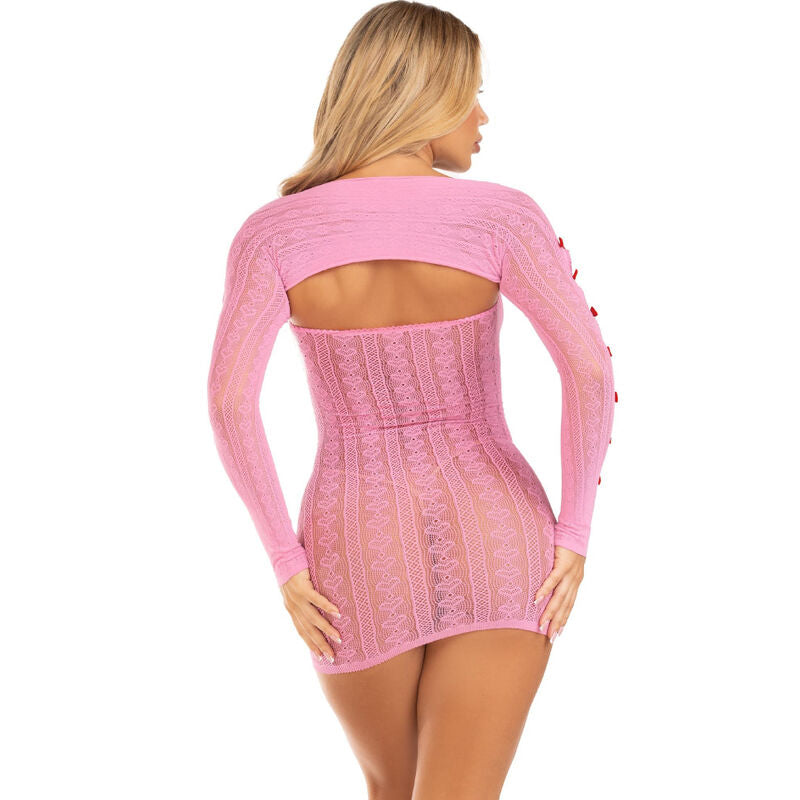 LEG AVENUE - DRESS HEART & BOWS PINK ONE SIZE - NOCTURNA DESIRES