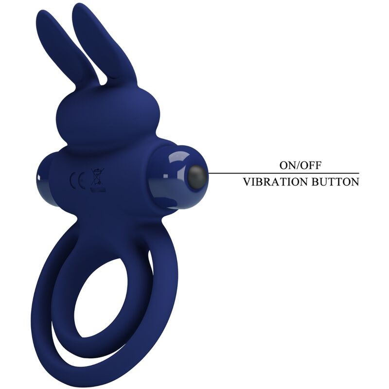 PRETTY LOVE - DAREY DOUBLE VIBRATING RING RABBIT BLUE - NOCTURNA DESIRES