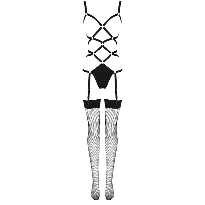 LIVCO CORSETTI FASHION - THIARA LC 20213 SET BODY + STOCKINGS BLACK S/M - NOCTURNA DESIRES