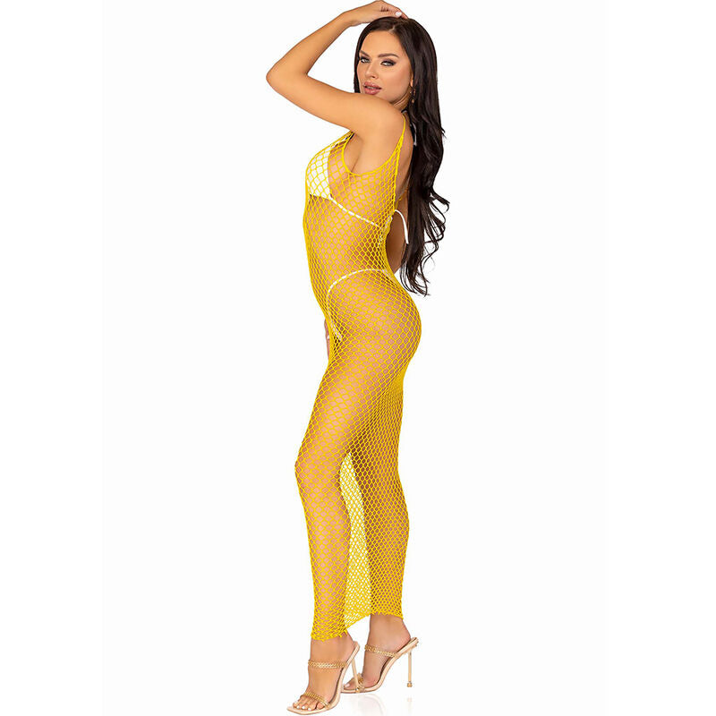 LEG AVENUE - LONG NET DRESS YELLOW ONE SIZE - NOCTURNA DESIRES