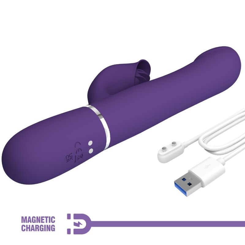 PRETTY LOVE - ZALIN RABBIT VIBRATOR PEARLS 4 IN 1 PURPLE - NOCTURNA DESIRES