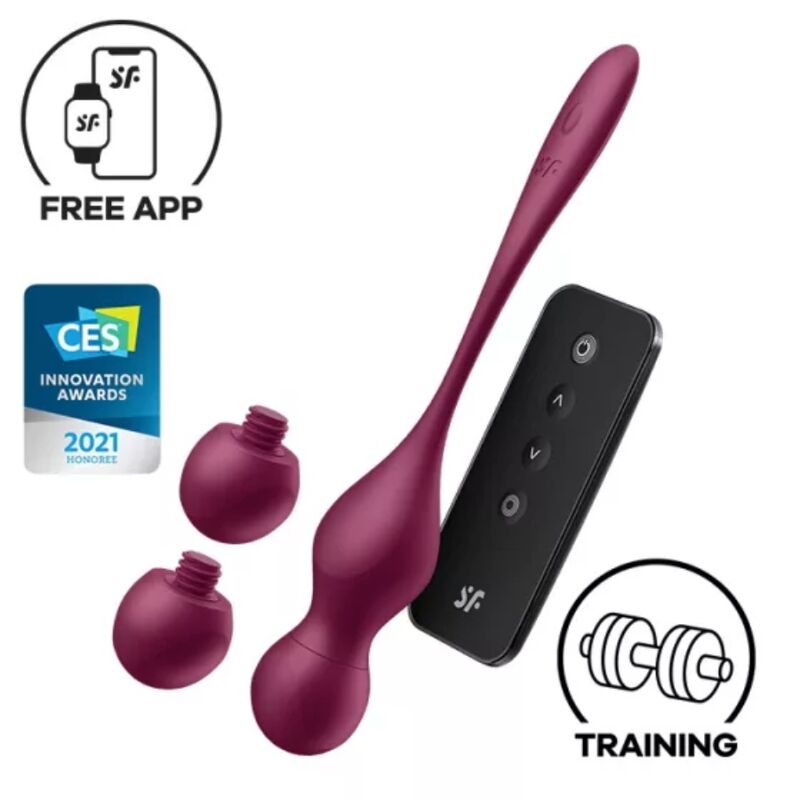 SATISFYER - LOVE BIRDS VARY VIBRATING BALLS FREE APP WINE RED - NOCTURNA DESIRES
