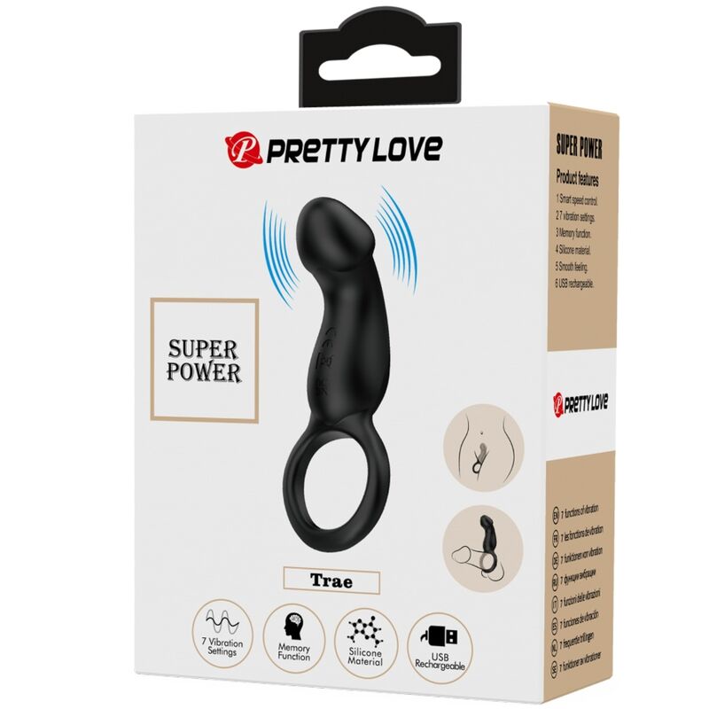 PRETTY LOVE - TRAE VIBRATING BLACK RING WITH STIMULATOR - NOCTURNA DESIRES
