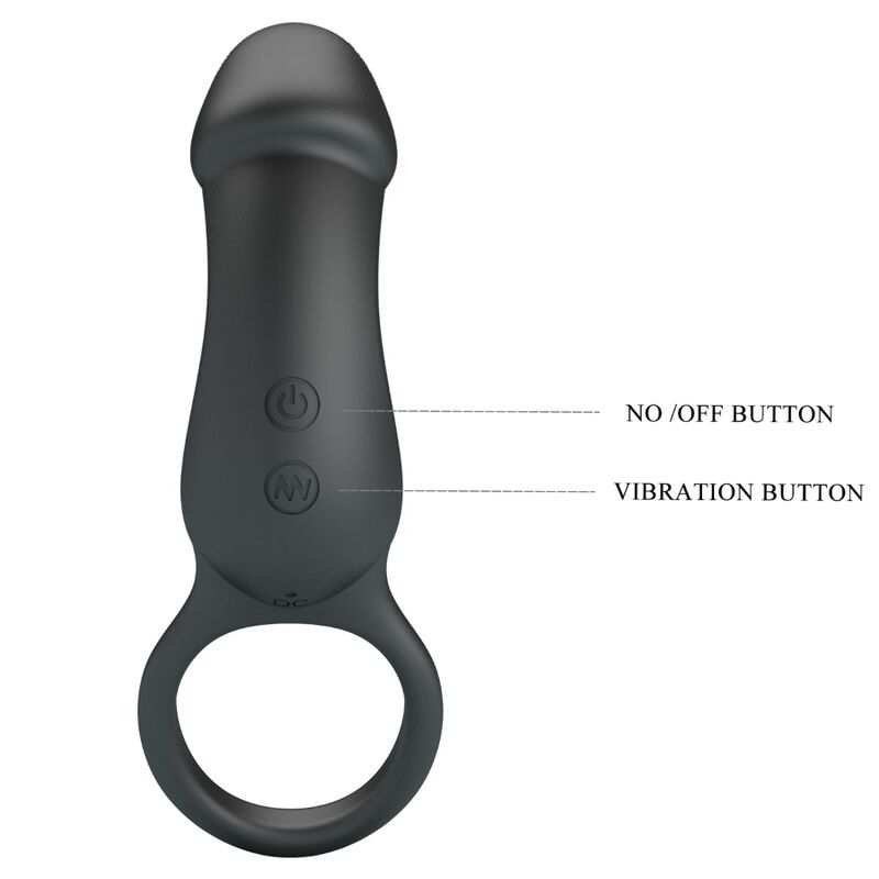 PRETTY LOVE - TRAE VIBRATING BLACK RING WITH STIMULATOR - NOCTURNA DESIRES