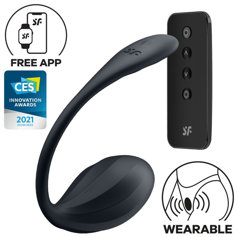 SATISFYER - RIBBED PETAL G POINT STIMULATOR REMOTE CONTROL BLACK FREE APP - NOCTURNA DESIRES