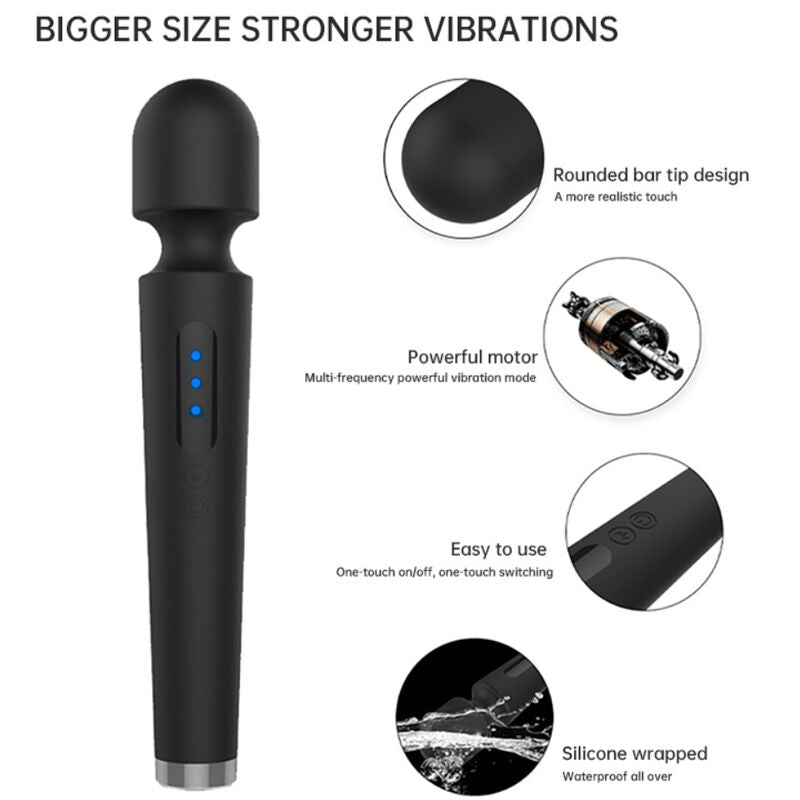ARMONY - X POWER LARGE MASSAGER & VIBRATOR 7 VIBRATIONS BLACK - NOCTURNA DESIRES
