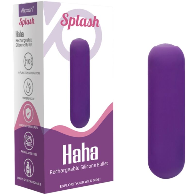 ARMONY - SPLASH HAHA VIBRATOR BULLET SILICONE 10 VIBRATIONS 75 X 19 CM PURPLE - NOCTURNA DESIRES
