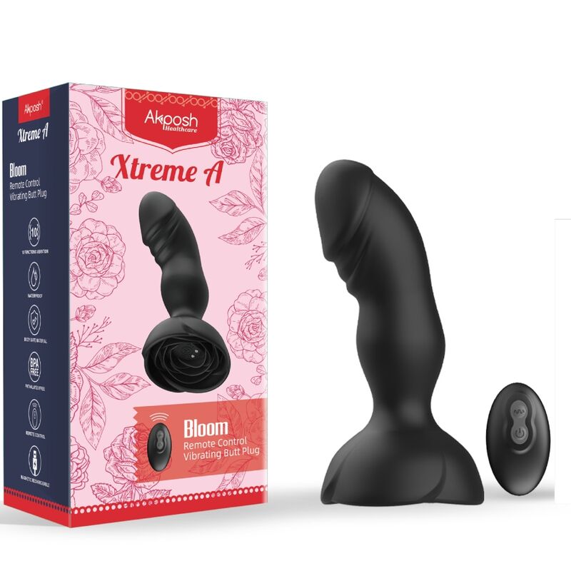 ARMONY - EXTREME A BLOOM ROSE VIBRATOR & ANAL PLUG REMOTE CONTROL BLACK - NOCTURNA DESIRES