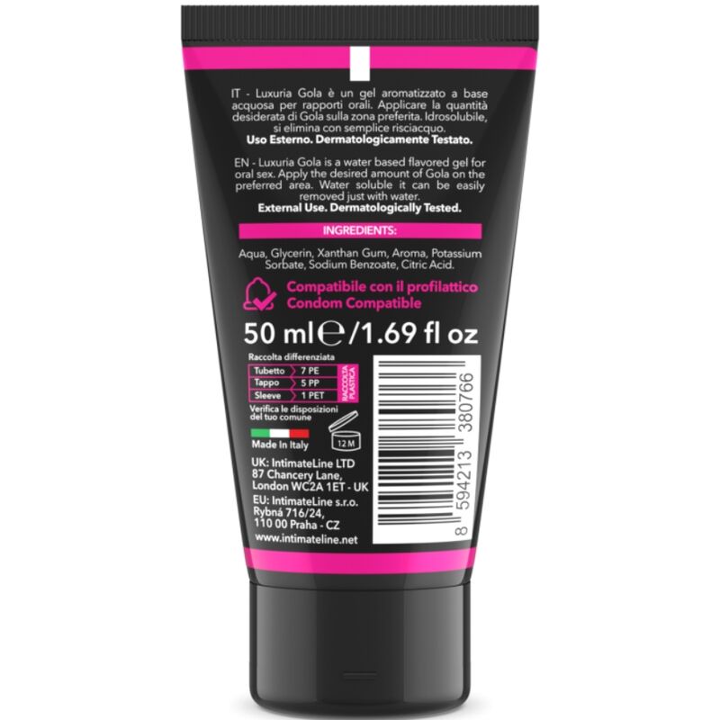 INTIMATELINE LUXURIA - ORAL SEX GEL CHERRY FLAVOR 50 ML - NOCTURNA DESIRES