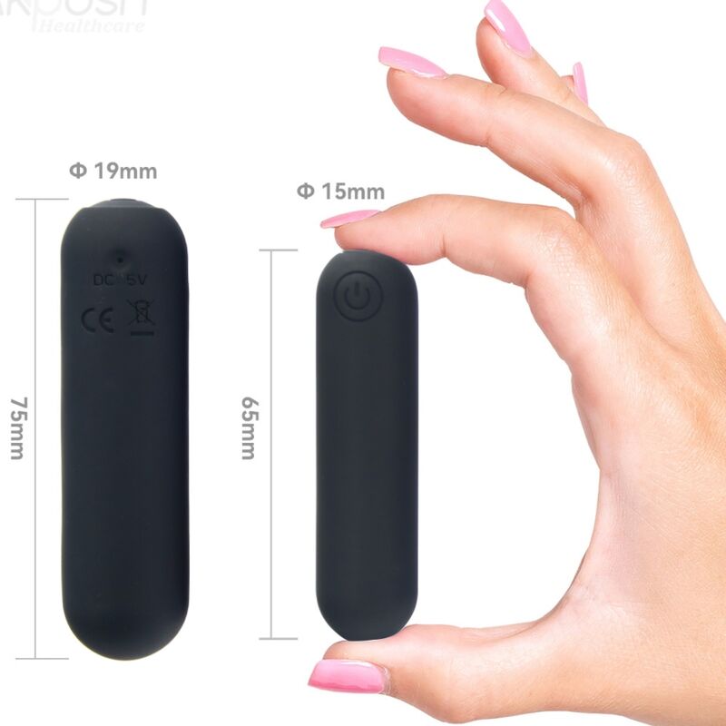 ARMONY - SPLASH HAHA VIBRATOR BULLET SILICONE 10 VIBRATIONS 75 X 19 CM BLACK - NOCTURNA DESIRES