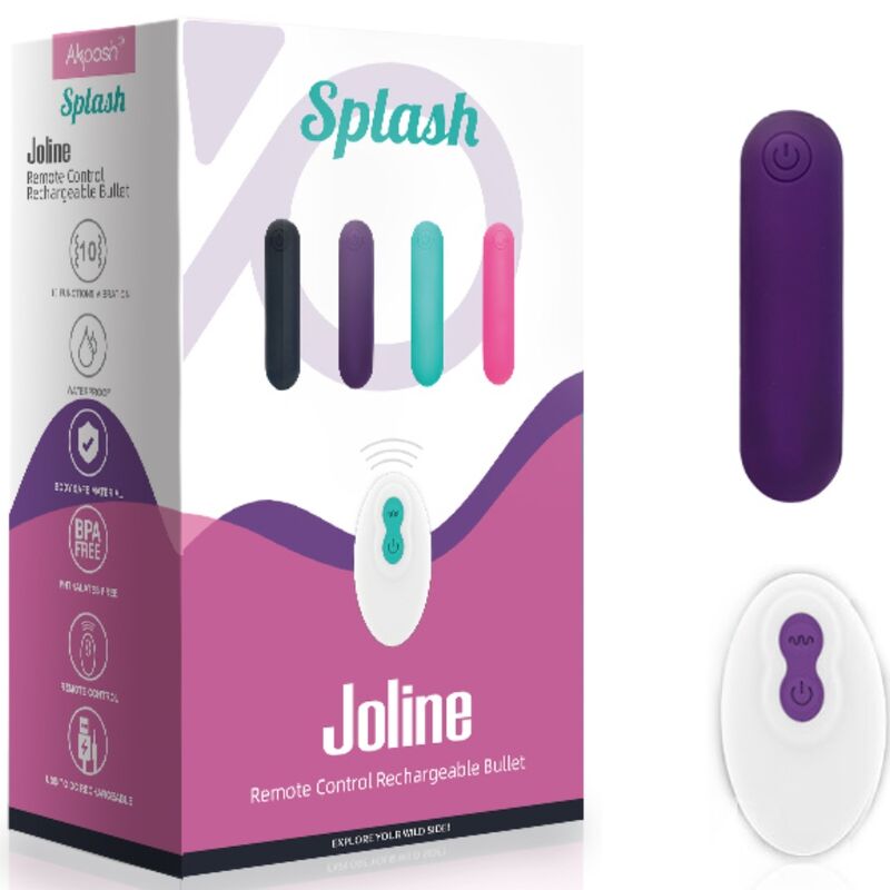 ARMONY - SPLASH JOLINE VIBRATOR BULLET SILICONE REMOTE CONTROL 10 VIBRATIONS 6.5 X 1.5 CM PURPLE - NOCTURNA DESIRES