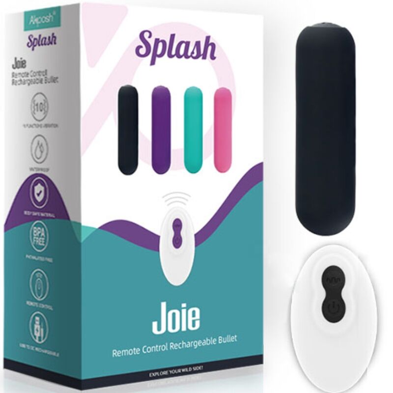 ARMONY - SPLASH JOIE VIBRATOR BULLET SILICONE REMOTE CONTROL 10 VIBRATIONS 75 X 19 CM BLACK - NOCTURNA DESIRES