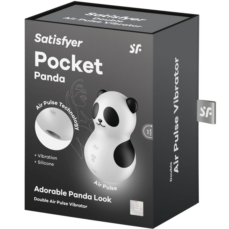 SATISFYER - POCKET PANDA STIMULATOR & VIBRATOR BLACK AND WHITE - NOCTURNA DESIRES
