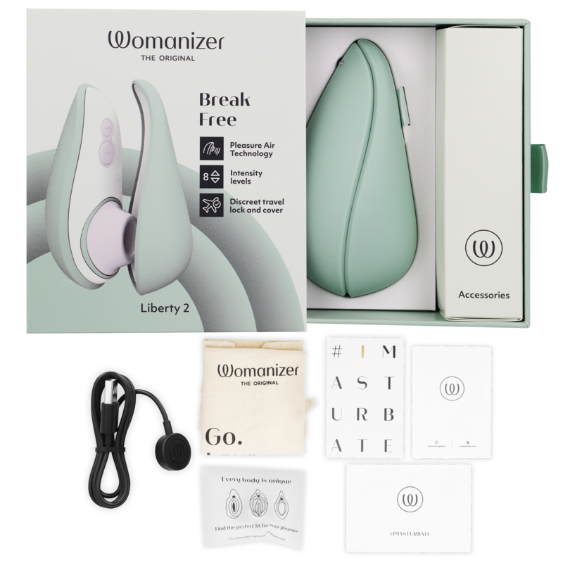 WOMANIZER - LIBERTY 2 CLITORIS STIMULATOR & SUCTION LIGHT GREEN - NOCTURNA DESIRES