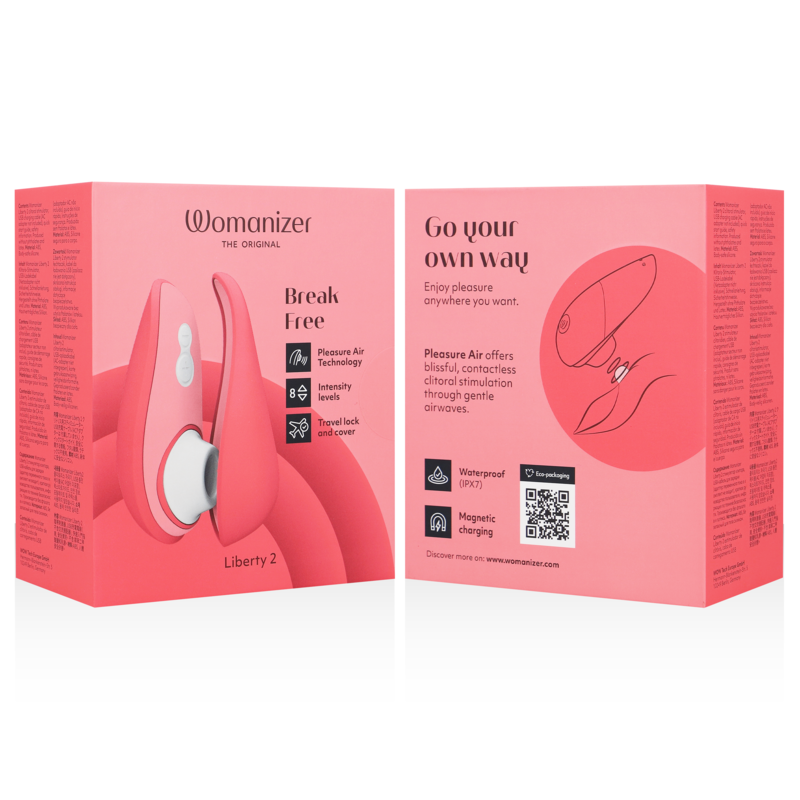 WOMANIZER - LIBERTY 2 CLITORIS STIMULATOR & SUCTION PINK - NOCTURNA DESIRES