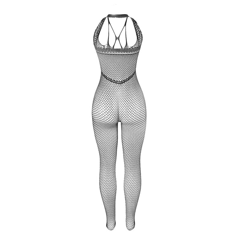 SUBBLIME - 951788 LONG FISHNET BODYSTOCKING WITH STRAPS ON CHEST AND BACK BLACK ONE SIZE - NOCTURNA DESIRES