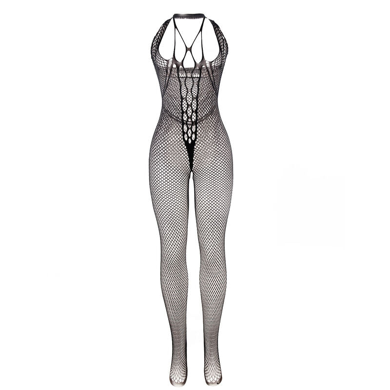 SUBBLIME - 951788 LONG FISHNET BODYSTOCKING WITH STRAPS ON CHEST AND BACK BLACK ONE SIZE - NOCTURNA DESIRES