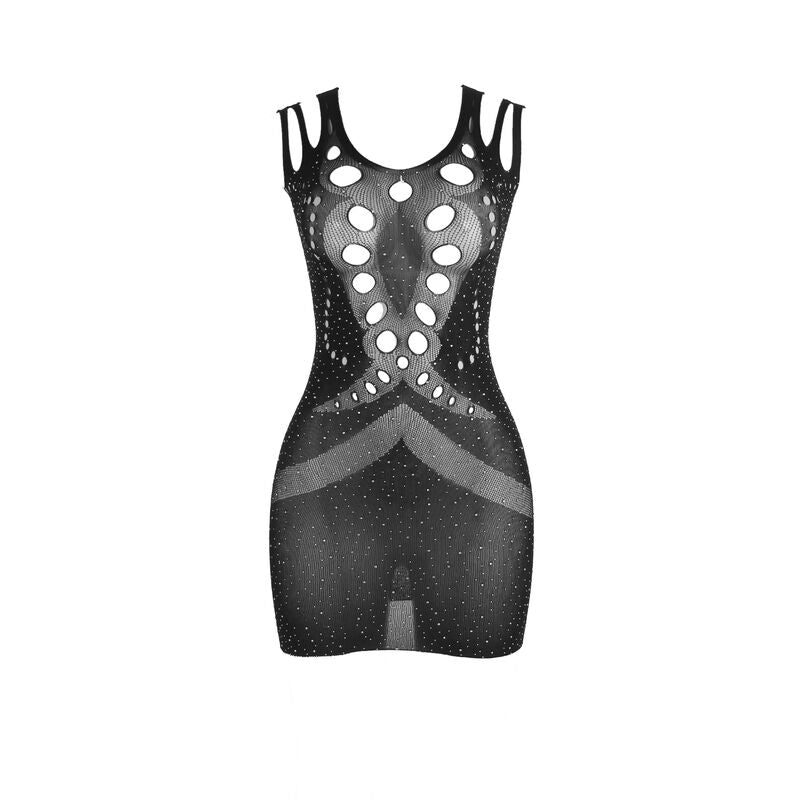 SUBBLIME - 952198 FISHNET DRESS WITH BRILLIANT DIAMONDS BLACK ONE SIZE - NOCTURNA DESIRES