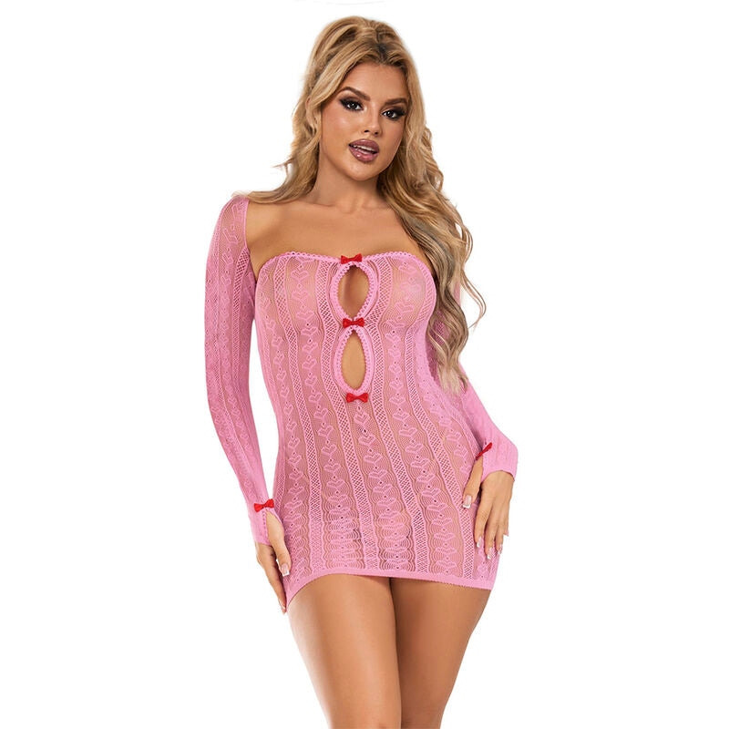 SUBBLIME - 952471 PINK FISHNET DRESS ONE SIZE - NOCTURNA DESIRES