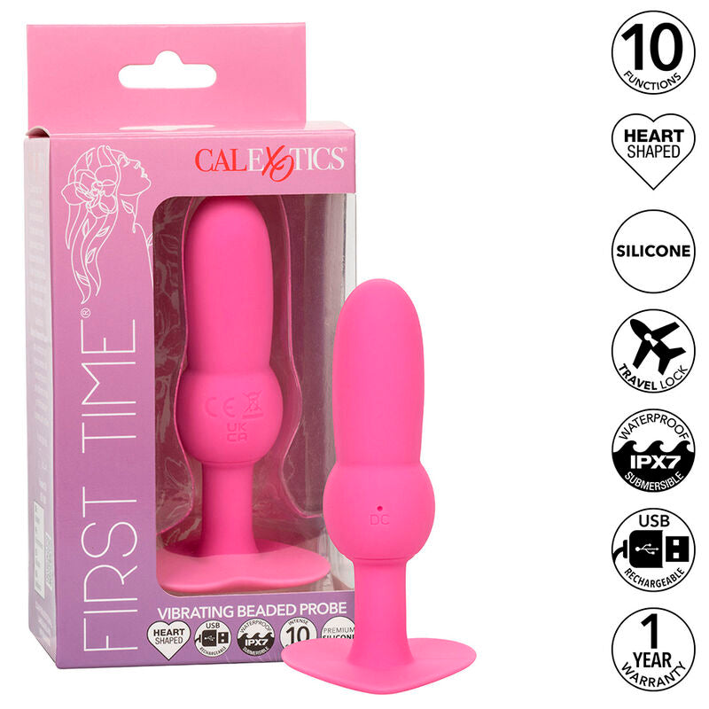 CALEXOTICS - FIRST TIME ANAL PLUG BEADED PROBE 10 VIBRATIONS PINK - NOCTURNA DESIRES