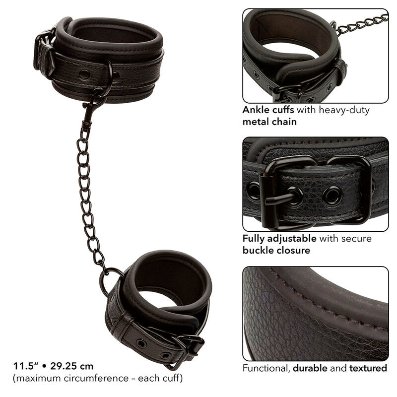 CALEXOTICS - NOCTURNAL ANKLE CUFFS LEATHER ADJUSTABLE BLACK - NOCTURNA DESIRES