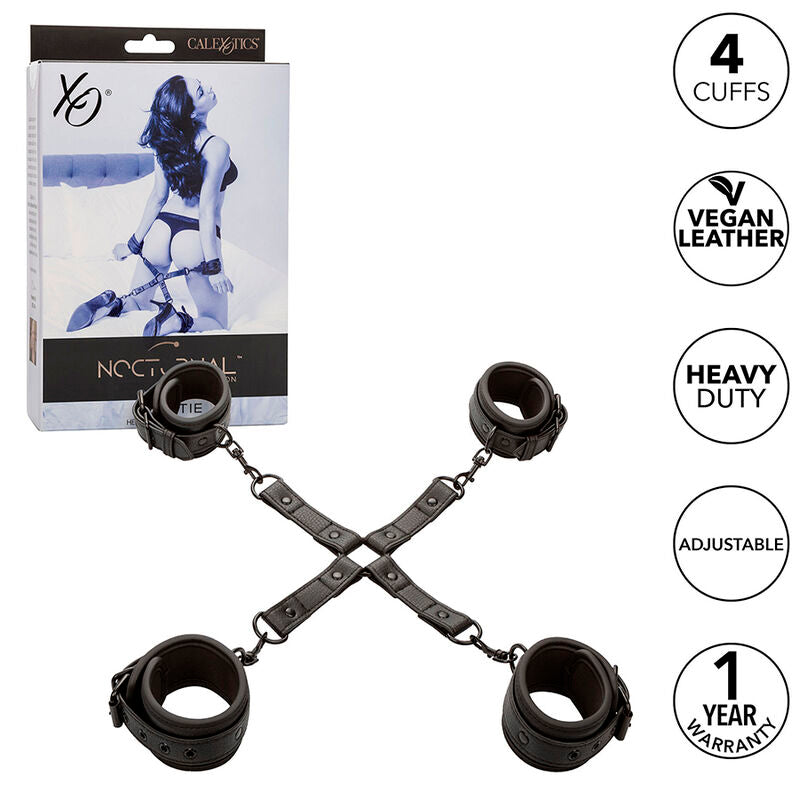 CALEXOTICS - NOCTURNAL HOG TIE CONNECTOR CUERO AJUSTABLE BLACK - NOCTURNA DESIRES
