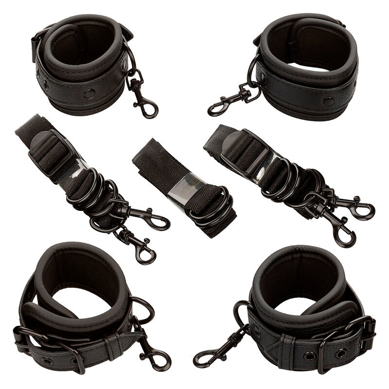 CALEXOTICS - NOCTURNAL BED RESTRAINTS LEATHER ADJUSTABLE BLACK - NOCTURNA DESIRES