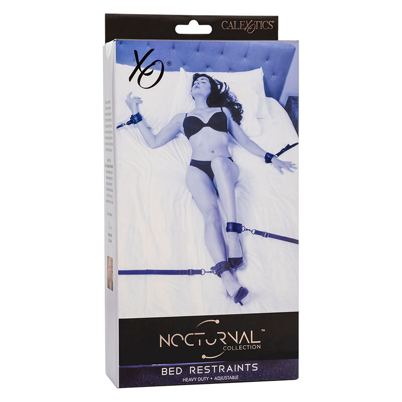 CALEXOTICS - NOCTURNAL BED RESTRAINTS LEATHER ADJUSTABLE BLACK - NOCTURNA DESIRES