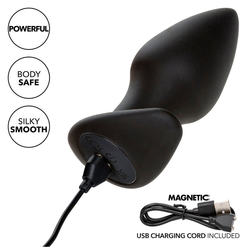 CALEXOTICS - ROCK BOTTOM PERFECT ANAL PLUG 10 VIBRATIONS SILICONE BLACK - NOCTURNA DESIRES
