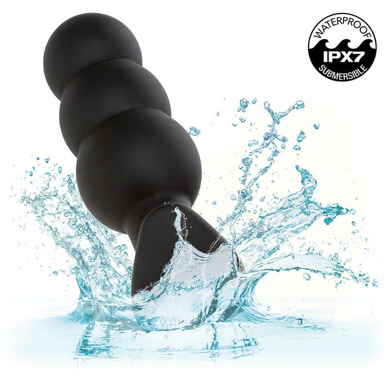 CALEXOTICS - ROCK BOTTOM BEADED ANAL PLUG 10 VIBRATIONS SILICONE BLACK - NOCTURNA DESIRES