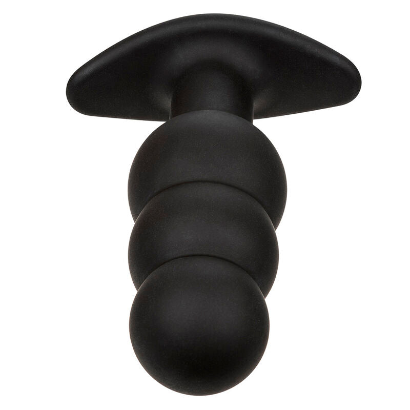 CALEXOTICS - ROCK BOTTOM BEADED ANAL PLUG 10 VIBRATIONS SILICONE BLACK - NOCTURNA DESIRES